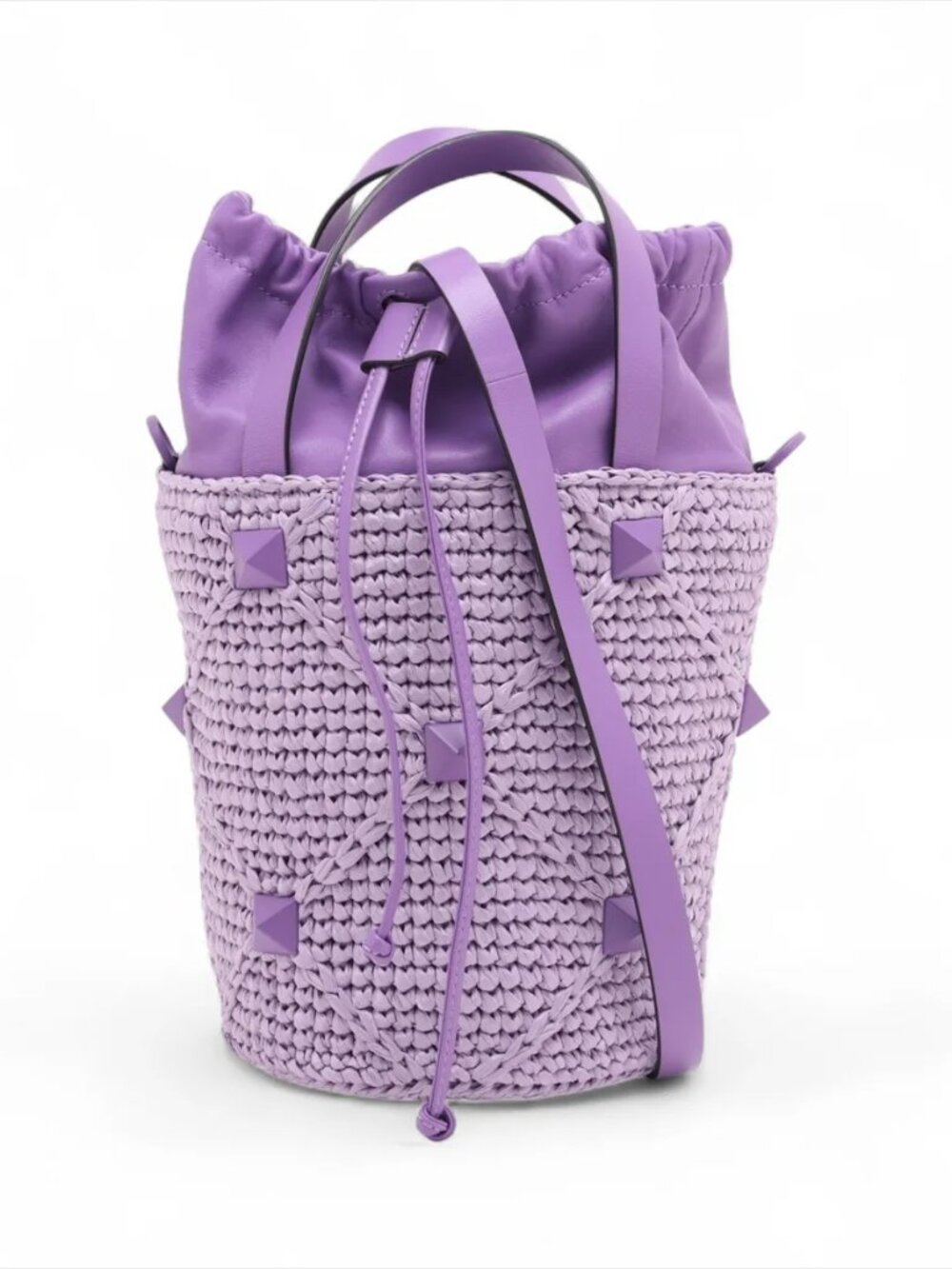Valentino Rare Purple Rockstud Weave Bag A137